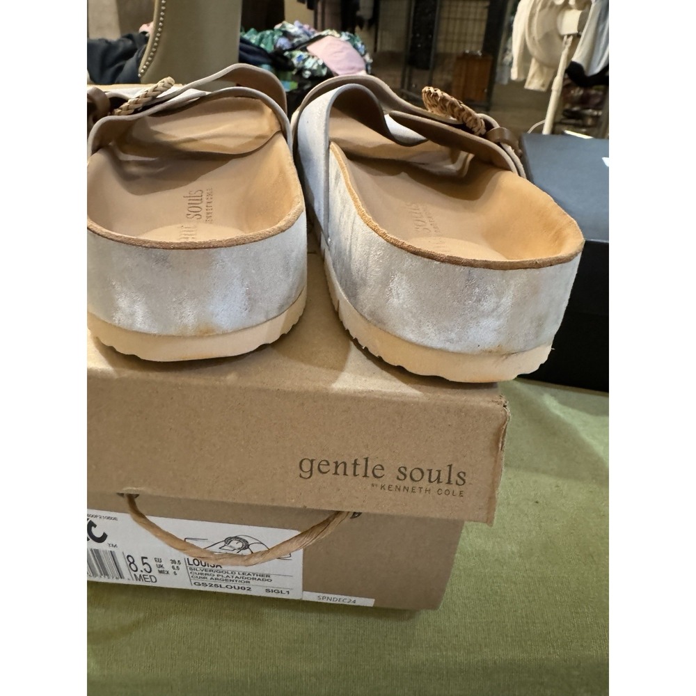 Gentle Souls by Kenneth Cole Louisa X Band Metallic Combo Platform Size 8.5 - Picture 6 of 11
